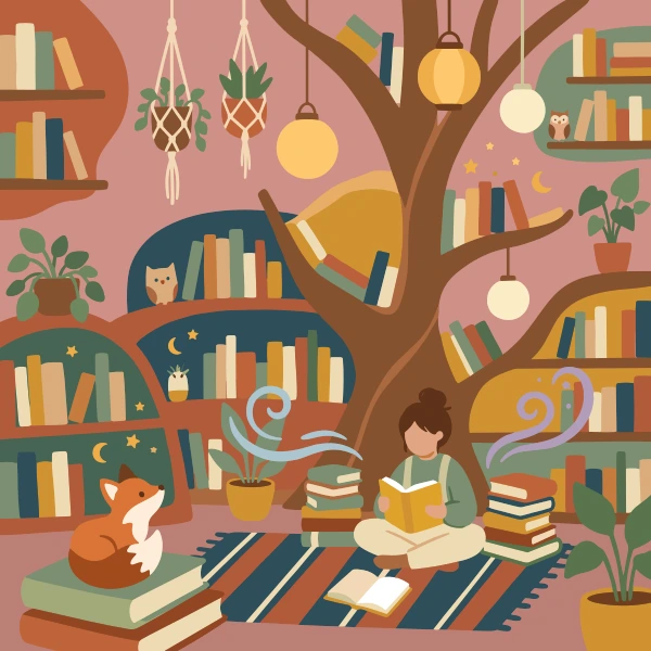 Magical Book Library free printable jigsaw puzzle & coloring page