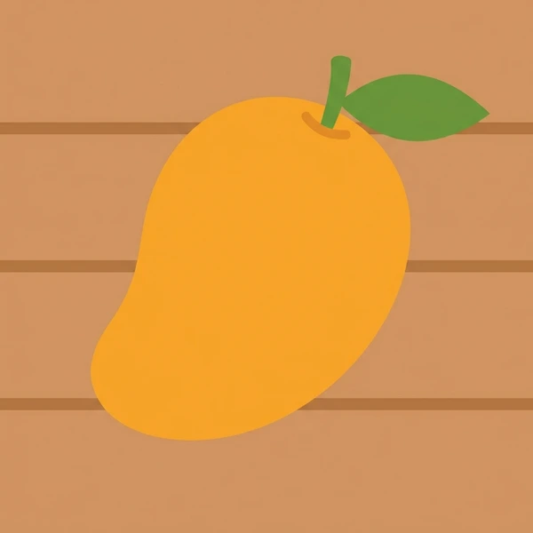 Mango On Wooden Board scene showing mango halves scored in cross-hatch, vivid flesh, skin exterior, and wooden cutting board in a food coloring puzzle