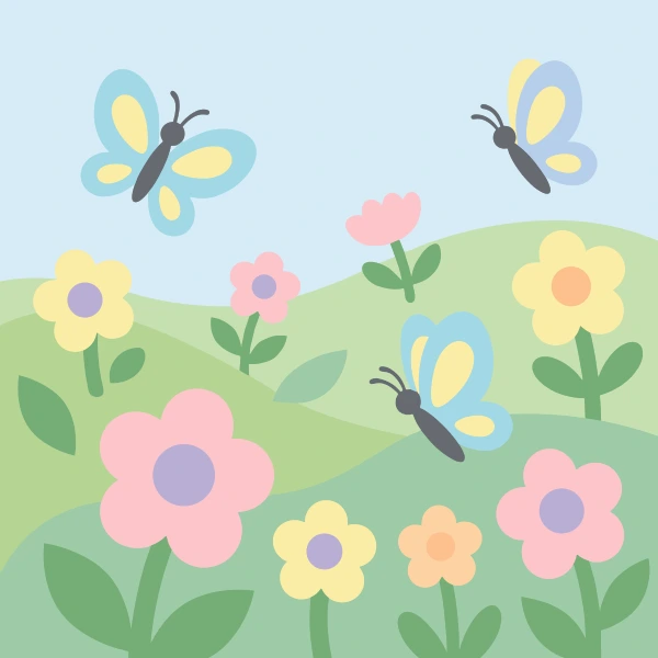 Meadow with Butterflies and Flowers free printable jigsaw puzzle & coloring page