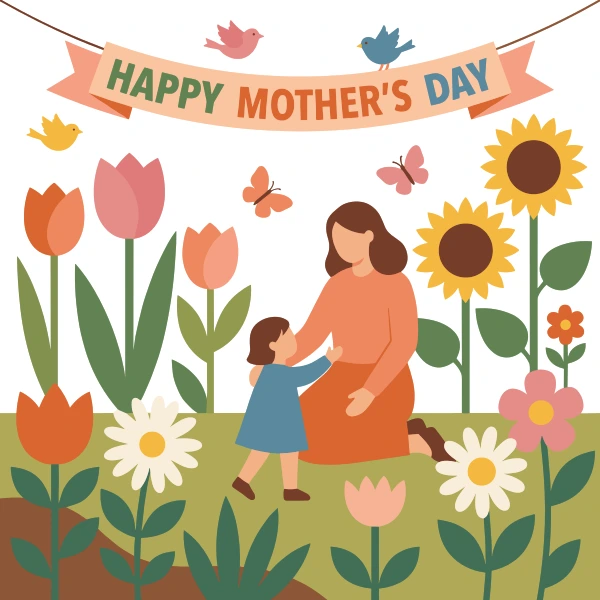 Mother's Day Flower Garden free printable jigsaw puzzle & coloring page