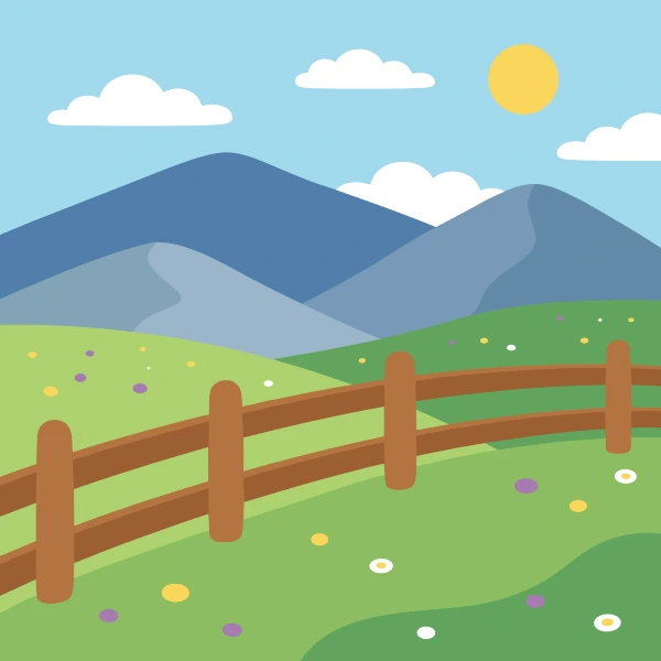 Mountain Meadow with Wooden Fence free printable jigsaw puzzle & coloring page
