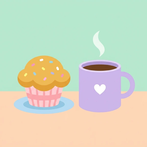 Muffin Beside Coffee Mug scene showing blueberry muffin, muffin top crust, coffee mug, and morning cafe table in a food coloring puzzle