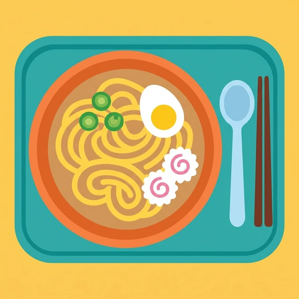 Noodle Soup On Tray scene showing noodle soup bowl, broth, egg noodles, bok choy, soft egg, and tray setting in a food coloring puzzle