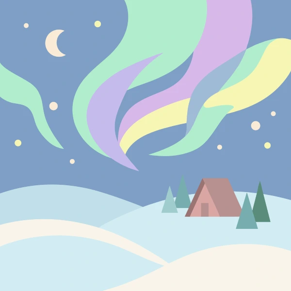 Northern Lights Over Snowy Camp free printable jigsaw puzzle & coloring page