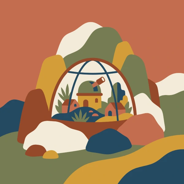 Mountain Observatory free printable jigsaw puzzle & coloring page