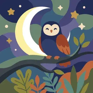 Owl on a Moonlit Branch