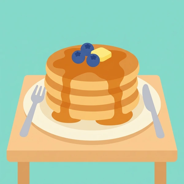 Pancakes With Syrup scene showing stacked pancakes, maple syrup pour, butter melt, and powdered sugar dusting in a food coloring puzzle