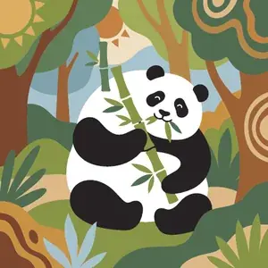 Panda Eating Bamboo in the Jungle