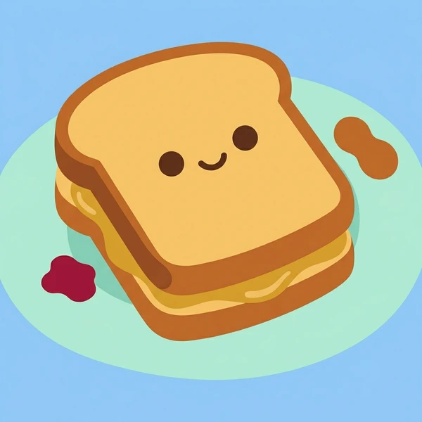 Peanut Butter Sandwich scene showing peanut butter spread, bread slices, jam swirl accent, and sandwich stack in a food coloring puzzle