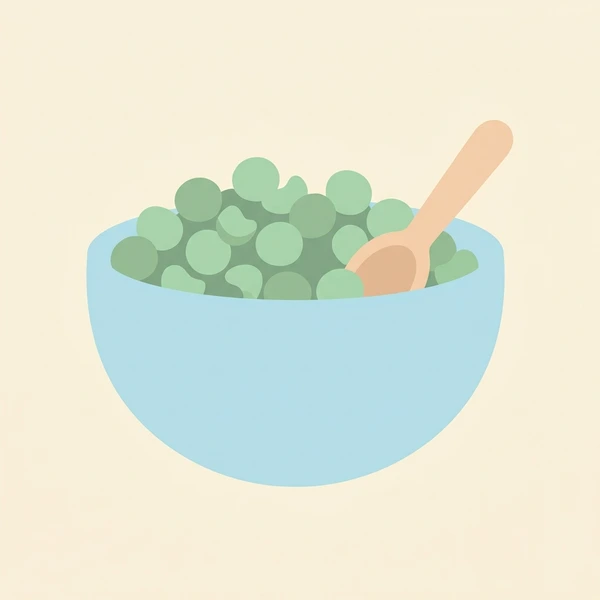 Peas In Ceramic Bowl scene showing green peas, pod detail, ceramic bowl, and fresh spring vegetable setting in a food coloring puzzle