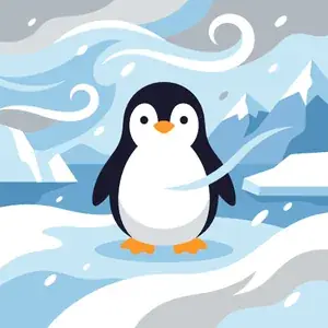 Penguin Standing in a Snowstorm