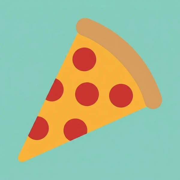 Pepperoni Pizza Slice scene showing pizza slice, pepperoni rounds, mozzarella cheese stretch, tomato sauce, and golden crust in a food coloring puzzle