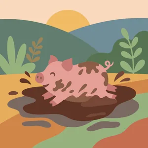 Pig Rolling in a Mud Puddle