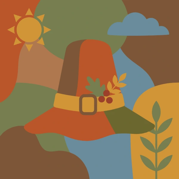 Pilgrim Hat Illustration free printable jigsaw puzzle & coloring page