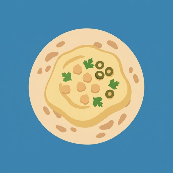 Pita Bread With Hummus scene showing pita bread wedges, hummus dip, olive oil pool, and paprika garnish in a food coloring puzzle