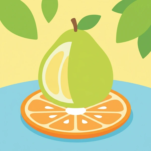 Pomelo On Citrus Plate scene showing pomelo halves, thick white pith, pale flesh interior, and citrus plate styling in a food coloring puzzle