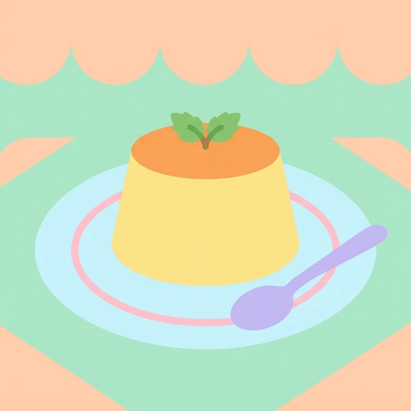 Pudding On Dessert Plate scene showing pudding mound, caramel glaze, cream topping, and pastel dessert plate in a food coloring puzzle