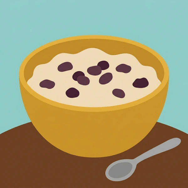 Raisins In Oatmeal Bowl scene showing raisins, oatmeal porridge, honey swirl, cinnamon speck, and warm breakfast bowl in a food coloring puzzle