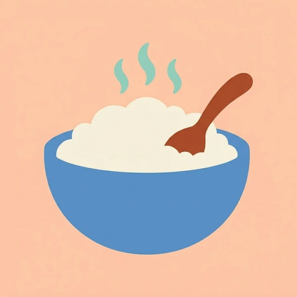 Rice In Serving Bowl scene showing steamed white rice, grain texture, steam, and plain ceramic bowl in a food coloring puzzle