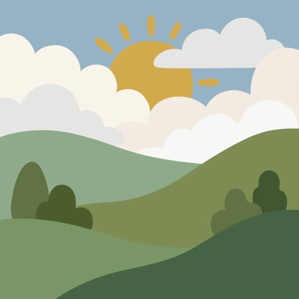 Rolling Green Hills Under Clouds free printable jigsaw puzzle & coloring page