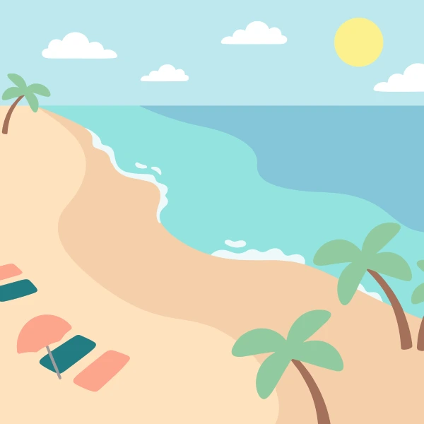 Sandy Beach with Turquoise Water free printable jigsaw puzzle & coloring page