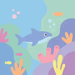 Shark Gliding Through Deep Ocean