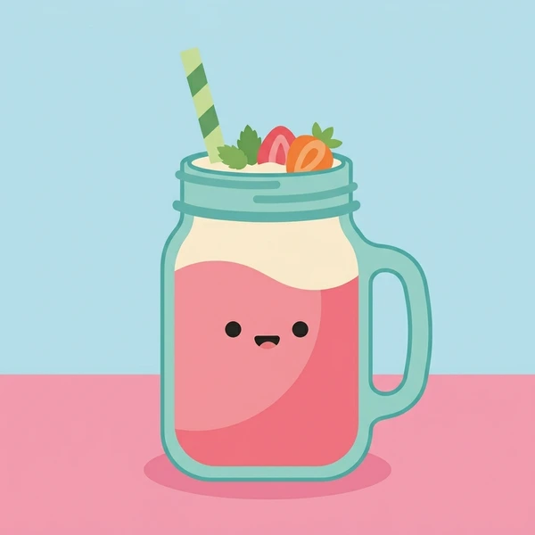 Smoothie In Mason Jar scene showing smoothie blend, mason jar, fruit garnish, straw, and pastel serving surface in a food coloring puzzle