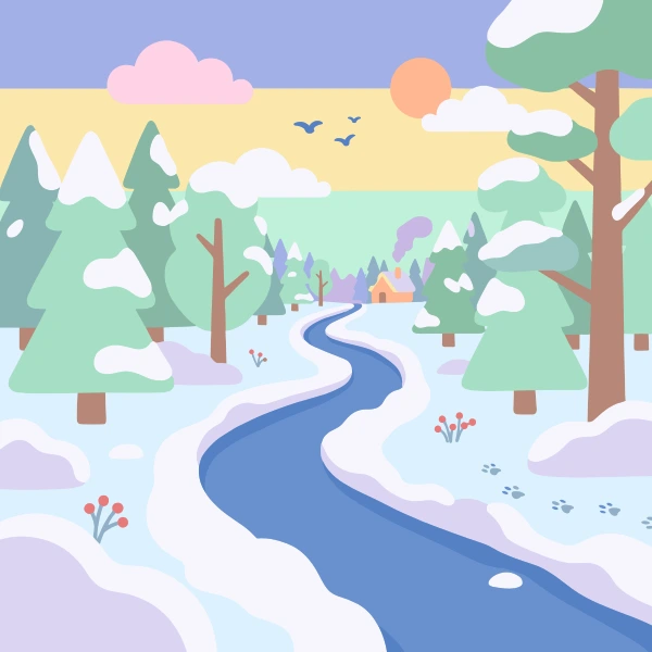 Snow Covered Forest Path free printable jigsaw puzzle & coloring page