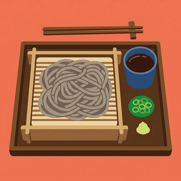 Soba Noodles On Tray scene showing soba noodle bundle, dipping broth bowl, green onion, nori, and Japanese lacquer tray in a food coloring puzzle