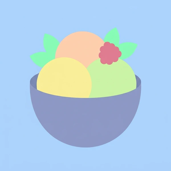 Sorbet In Chilled Bowl scene showing sorbet scoop, fruit color variety, chilled frosted bowl, and mint garnish in a food coloring puzzle