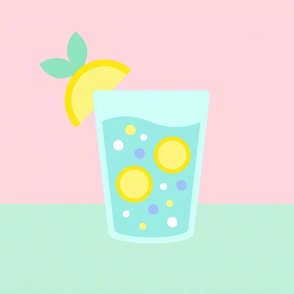 Sparkling Water With Lemon scene showing sparkling water glass, bubbles, lemon slice, ice cubes, and refreshing setting in a food coloring puzzle