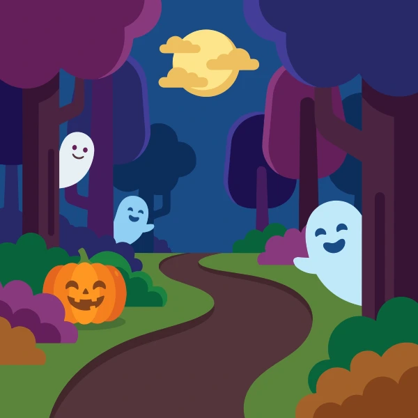 Spooky Forest Path free printable jigsaw puzzle & coloring page