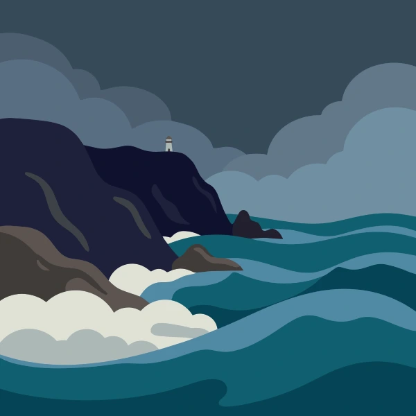 Stormy Sea with Dark Waves free printable jigsaw puzzle & coloring page