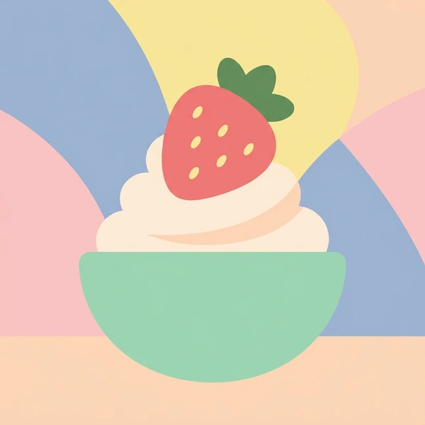 Strawberry In Dessert Bowl scene showing strawberry fruits, red skin, seed surface texture, green hull caps, and pastel bowl in a food coloring puzzle