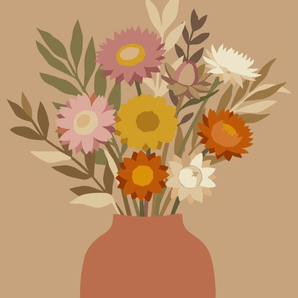 Pastel pink lavender cream and yellow stock flower spikes growing in rows on rolling spring soil under a soft blue sky with white clouds