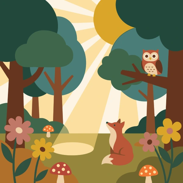 Sunbeam Enchanted Forest free printable jigsaw puzzle & coloring page