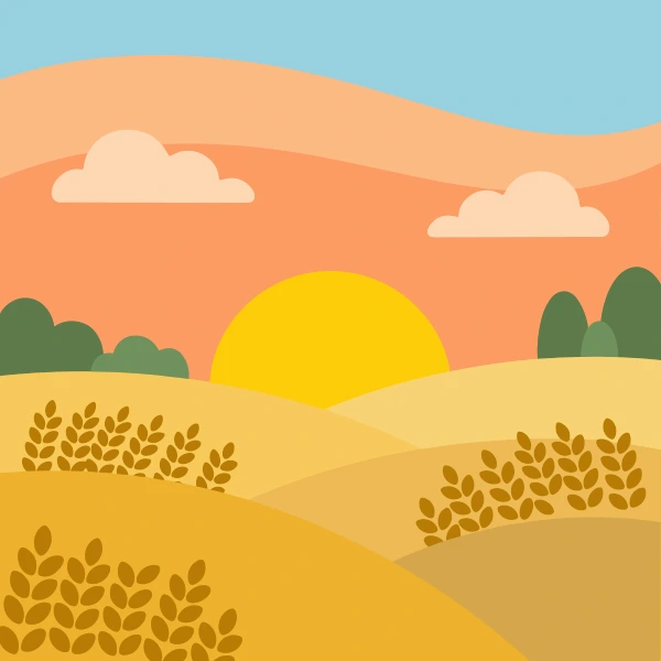 Sunrise Over Wheat Fields free printable jigsaw puzzle & coloring page