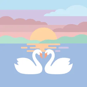 Swan Pair at Sunset Lake