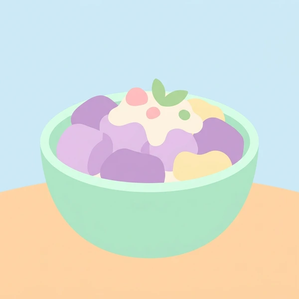 Taro In Dessert Bowl scene showing taro dessert, purple taro cream, coconut milk base, tapioca accents, and pastel bowl in a food coloring puzzle