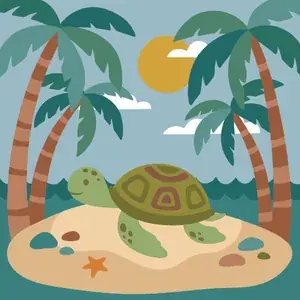 Sea Turtle on Tropical Beach