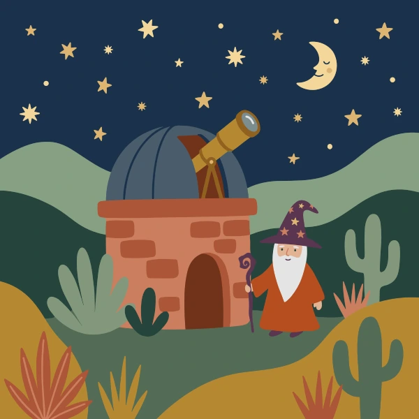Wizard Star Observatory free printable jigsaw puzzle & coloring page