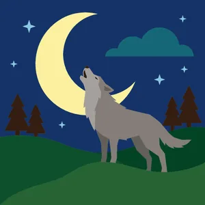 Wolf Howling at the Moon