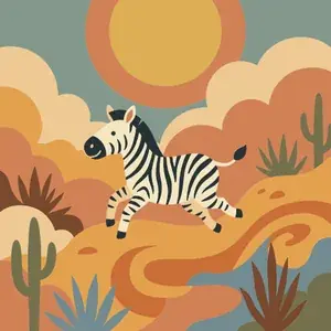 Zebra Running Through Desert Savanna